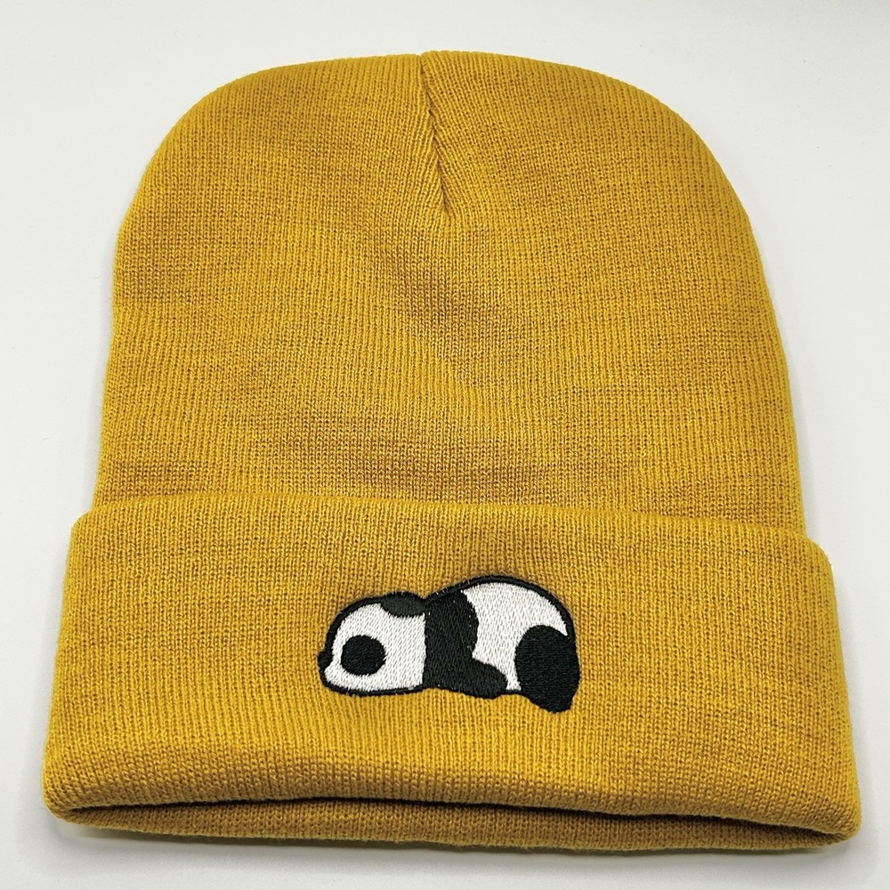 Panda Sleeping Animal Cartoon Beanie Hat Cap Knit Cuff Brown Fashion Casual